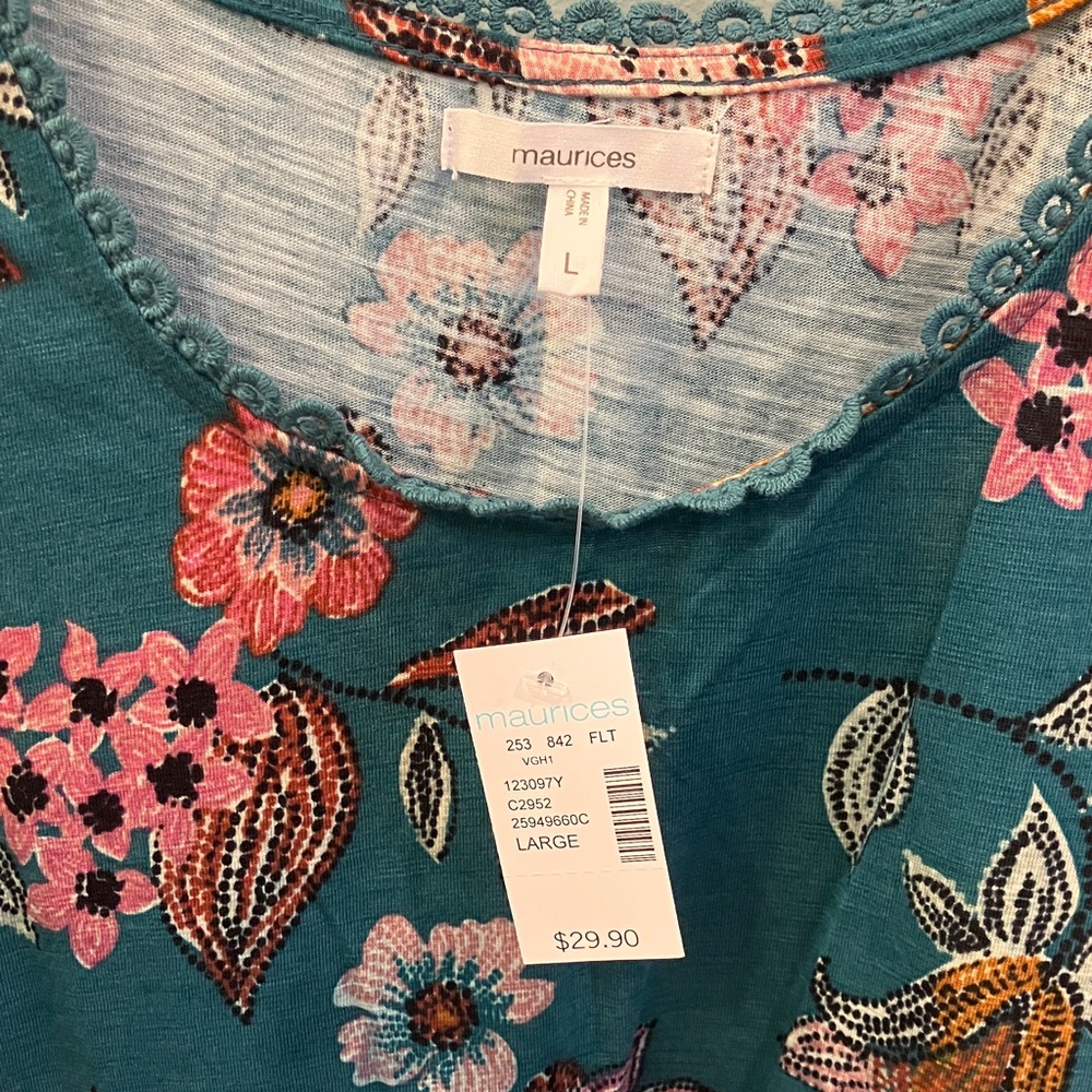 Maurices Teal Floral Top - Picture 3 of 4